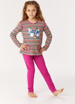 Woody pyjama meisjes - multicolor gestreept - schaap - 222-1-PLG-S/921 - maat 104