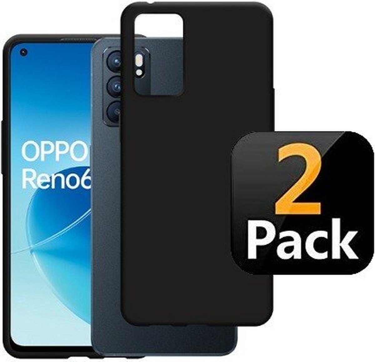 Oppo Reno 6 5G Hoesje Siliconen TPU Zwart 2x
