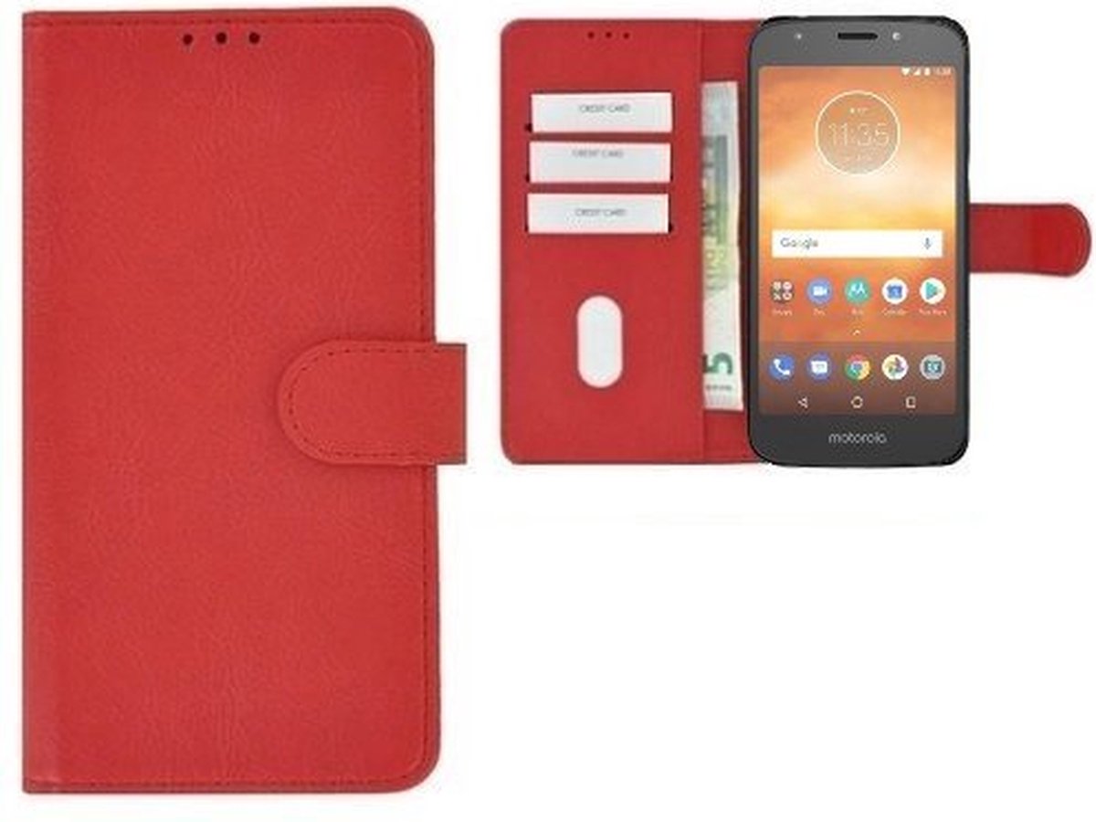 Motorola Moto E5 Play Hoesje Met Pasjeshouder Bookcase Rood