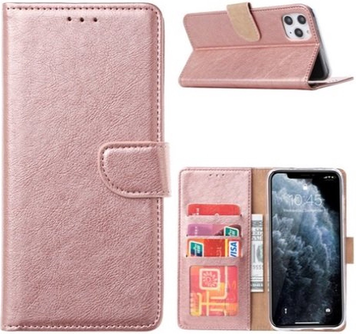 iPhone 13 Pro Hoesje Met Pasjeshouder Bookcase Rose Goud