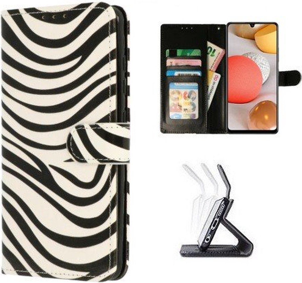 Samsung A42 Hoesje Met Pasjeshouder Bookcase Zebra