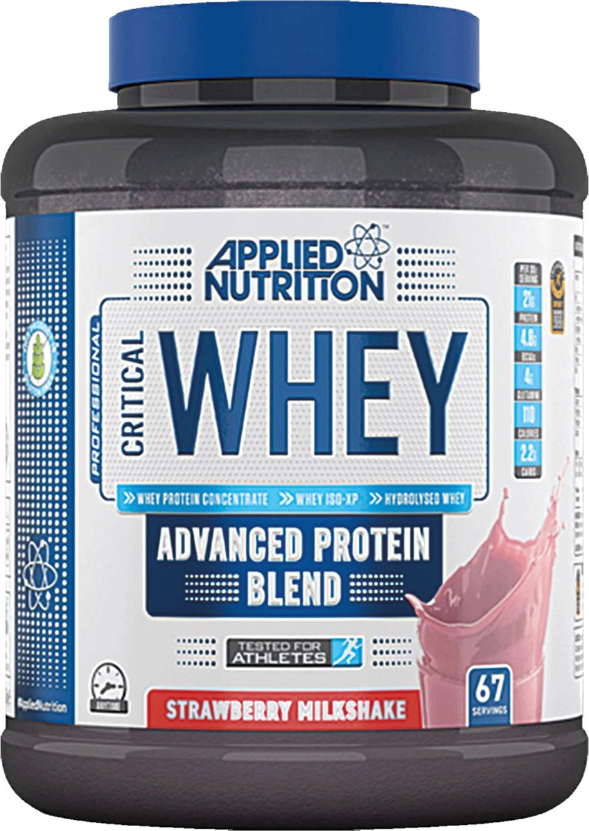 Goedkoopste Applied nutrition - Critical Whey - Eiwitten / Proteine Shake - 2000 Gr - 66 Doseringnen - Strawberry Milkshake Smaak