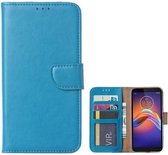 Motorola E6 Play Hoesje Met Pasjeshouder Bookcase Turquoise