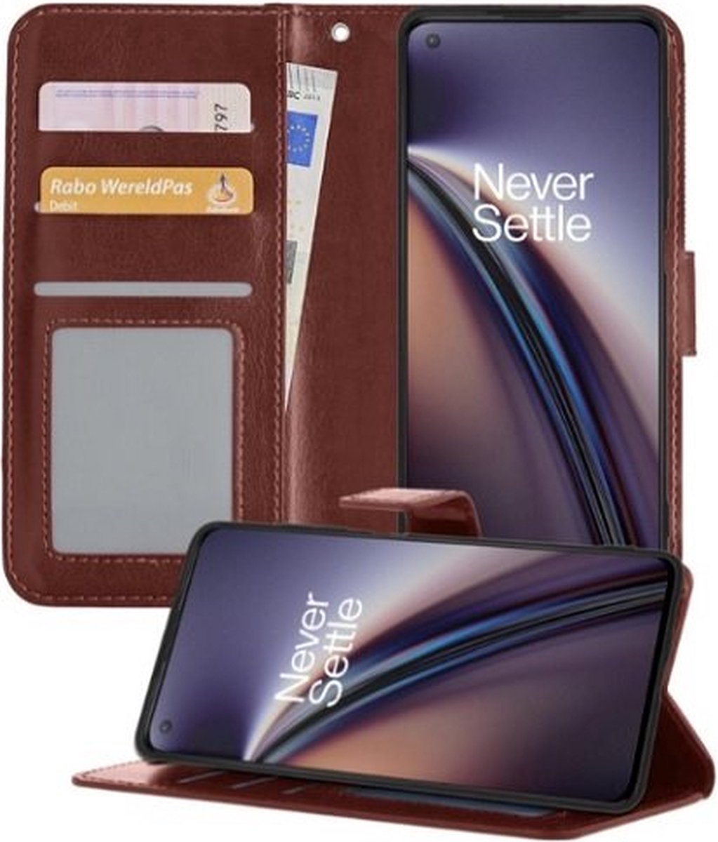 OnePlus Nord CE Hoesje Met Pasjeshouder Bookcase Bruin