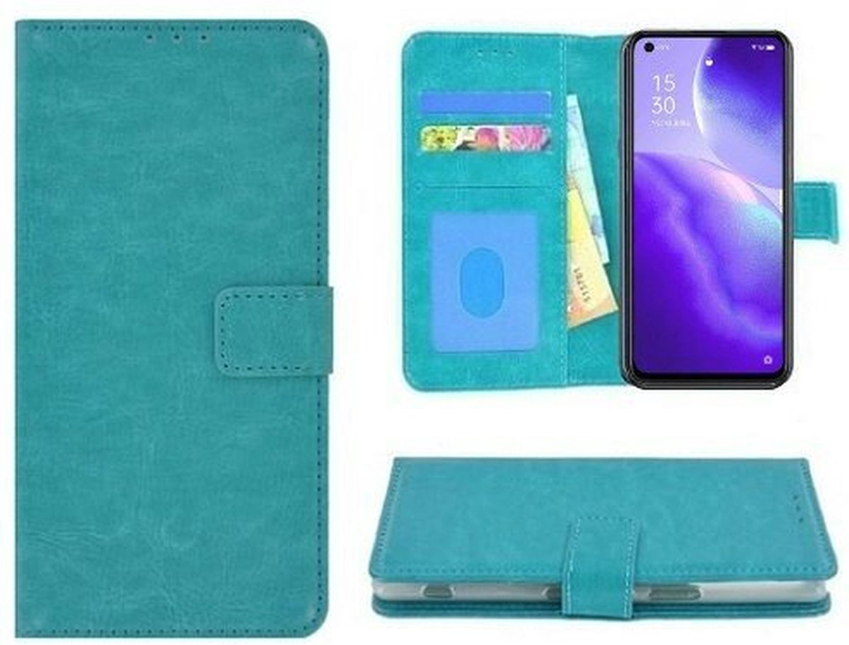 Oppo Reno5 5G Hoesje Met Pasjeshouder Bookcase Turquoise