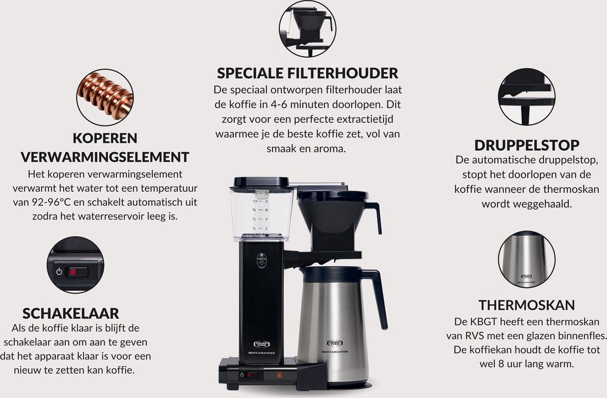 Cafetière filtre Moccamaster KBGT - Aluminium