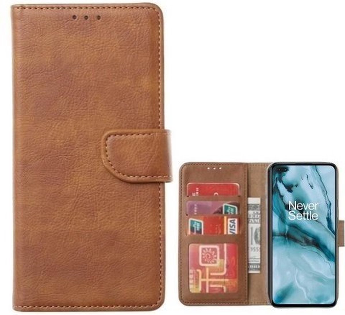 OnePlus Nord Hoesje Met Pasjeshouder Bookcase Bruin