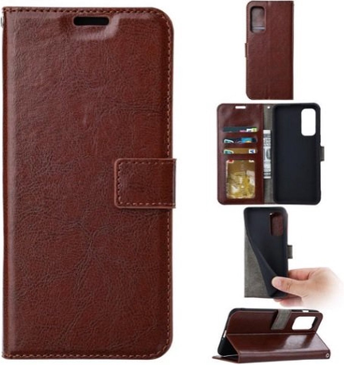 Motorola Moto G60S Hoesje Met Pasjeshouder Bookcase Bruin