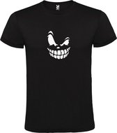 Zwart T-Shirt met “ Halloween Spooky Face “ afbeelding Wit Size XXXXL