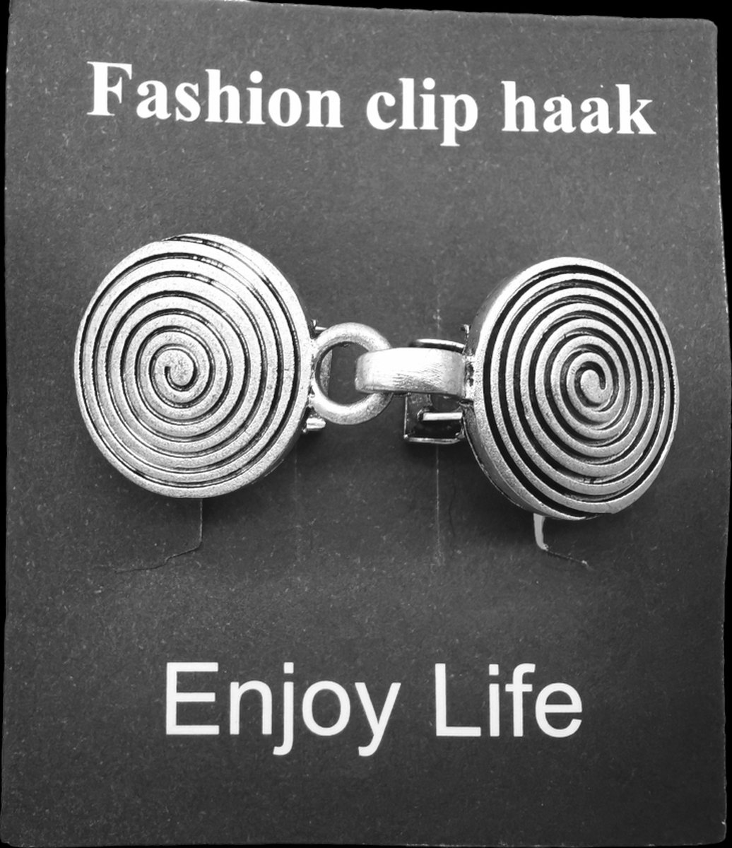 Vestsluiting - clip met haakje - levens - Spiraal - Symbool - voor - vest - sjaal - omslagdoek - Gebreide doek in kleur antiek zilver look.