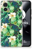 Silicone Back Cover Motorola Edge 30 Neo Telefoon Hoesje Orchidee Groen