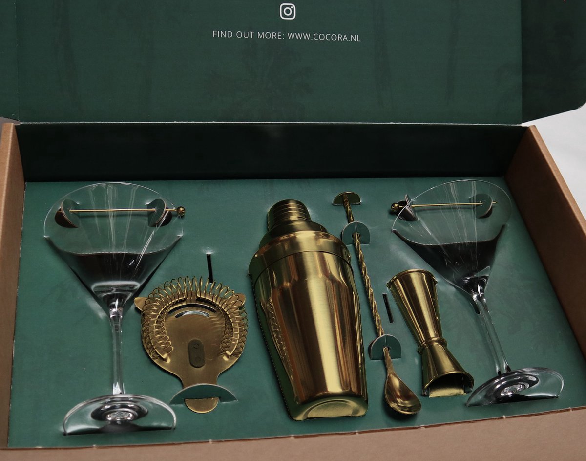 Set van 4 Art Deco geribbelde martiniglazen - vintage