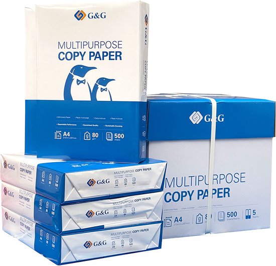 G&G papier imprimante multifonction/papier copie A4 blanc 80g -  5x500feuilles | bol