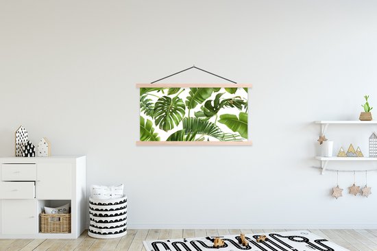 Porte-affiche avec affiche - Affiche scolaire - Feuilles - Wit - Motif - Filles - Enfants - Garçons - Kids - 150x75 cm - lattes vierges