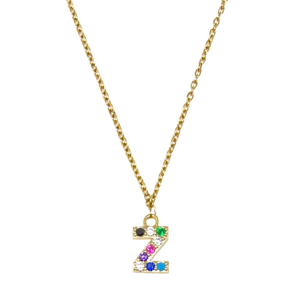 Letter ketting colorful - initiaal Z - goud