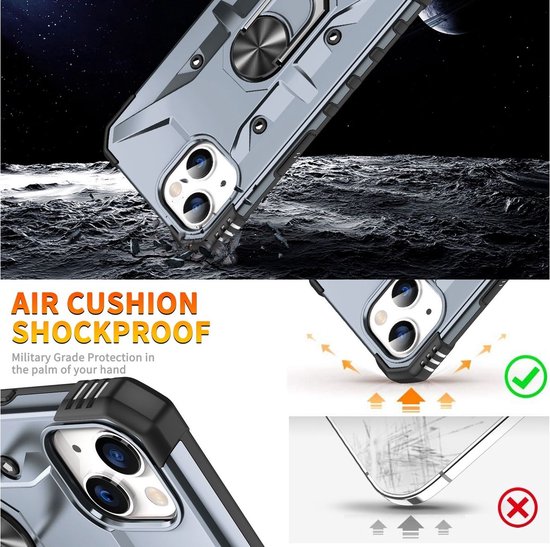 Coque Apple iPhone 14 Pro Max - Mobigear - Série Armor Ring - Coque arrière en plastique rigide - Vert - Coque adaptée pour Apple iPhone 14 Pro Max