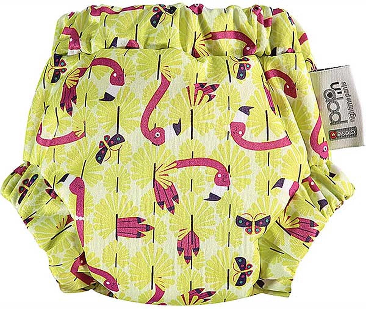 Trainingsbroekje Nacht Flamingo – Geel/Roze – Large – circa 12/13 kg – Close