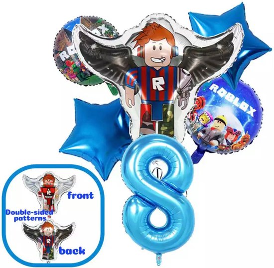 Roblox, 46-delige set verjaardagsfeest Roblox, banner Happy Birthday, voor kinderen, verjaardag, themadecoraties, taartdecoraties, verjaardagsfeest voor jongens en meisjes