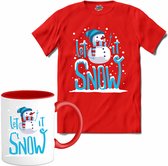 Let it snow - T-Shirt met mok - Heren - Rood - Maat XXL