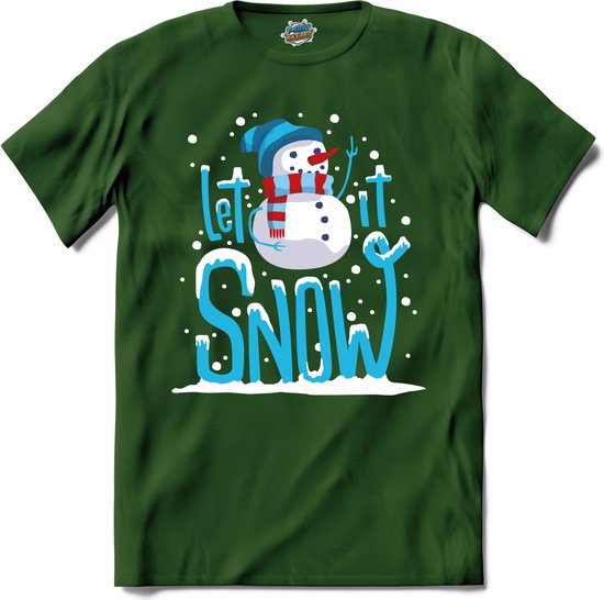 Let it snow - T-Shirt - Heren - Bottle Groen - Maat XL