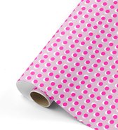 Cadeaupapier - Dots roze/neon - 70x200 cm - 2 rollen