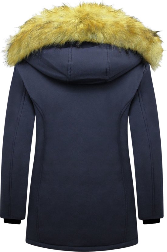 MATOGLA Manteau d'hiver pour femme avec col en imitation fourrure - Coupe slim - Blauw