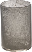STILL - Glazen Windlicht - Zware kwaliteit - Mondgeblazen - Cilinder - Bubbelglas - Dew - Grijs Transparant - 15x20 cm