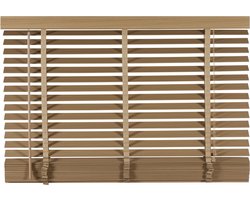 Houten Jaloezie Naturel - 140x130 cm (BxH) - Raamdecoratie - Lamelbreedte 50 mm - inc. Bedieningskoord en Draaistang - Eenvoudig op maat mak