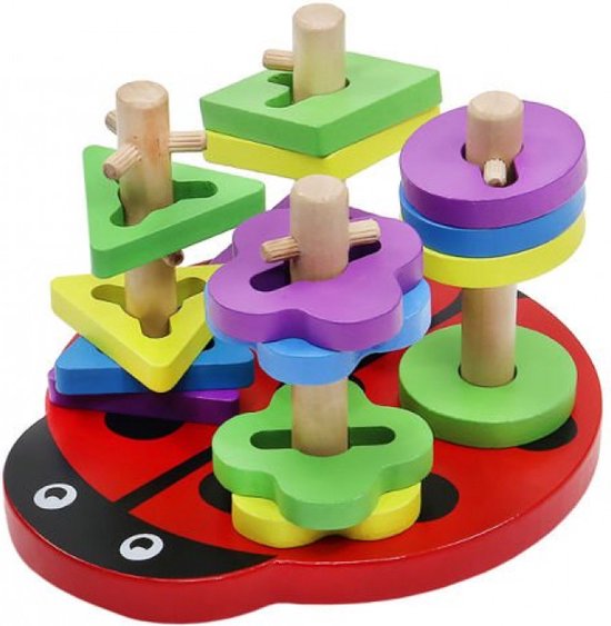 Educatieve houten puzzel lieveheersbeestje 