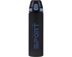 Waterfles 650ml - Pale Blue - Sport bidon 0,65L - Drinkfles met drinktuit / rietje - Blauw / Zwart Waterfles 650ml - Pale Blue - Sport bidon 0,65L - Drinkfles met drinktuit / rietje - Blauw / Zwart