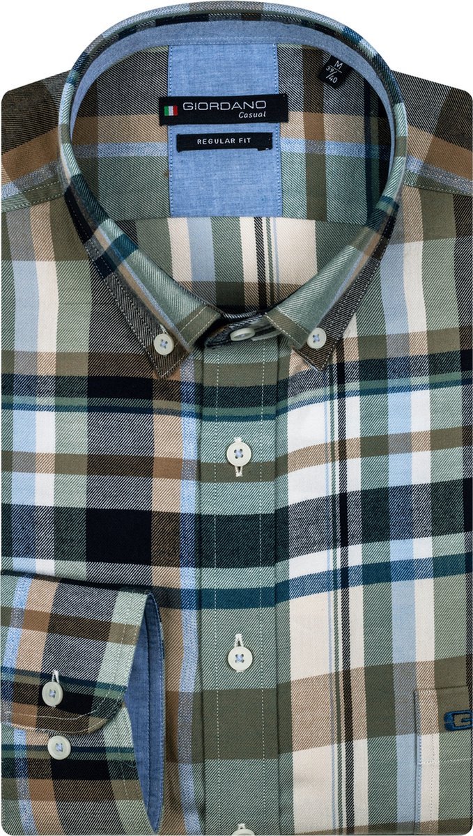 Giordano Lange mouw Overhemd - 227302 Dgroen (Maat: XL)