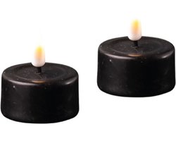 Deluxe Homeart - LED kaars- Waxinelicht - Theelicht - Zwart - 4,1 x 4,5 cm - 2 stuks