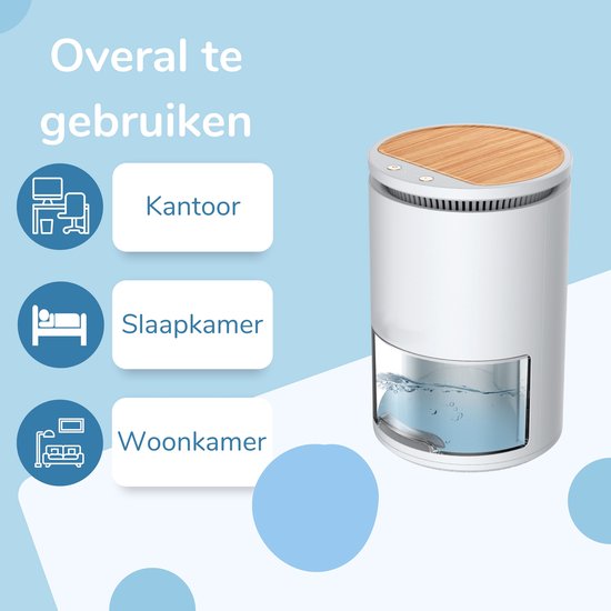 Modito Luchtontvochtiger - 450ml/dag - Dehumidifier - 2-in-1 Luchtreiniger - Muisstil - Voor Slaapkamer / Badkamer / Kelder - Wit