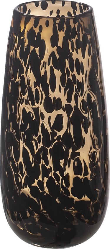STILL - Glazen Vaas - Hoog - Black Puma - Cheetah - Bruin Zwart - 12x26 cm