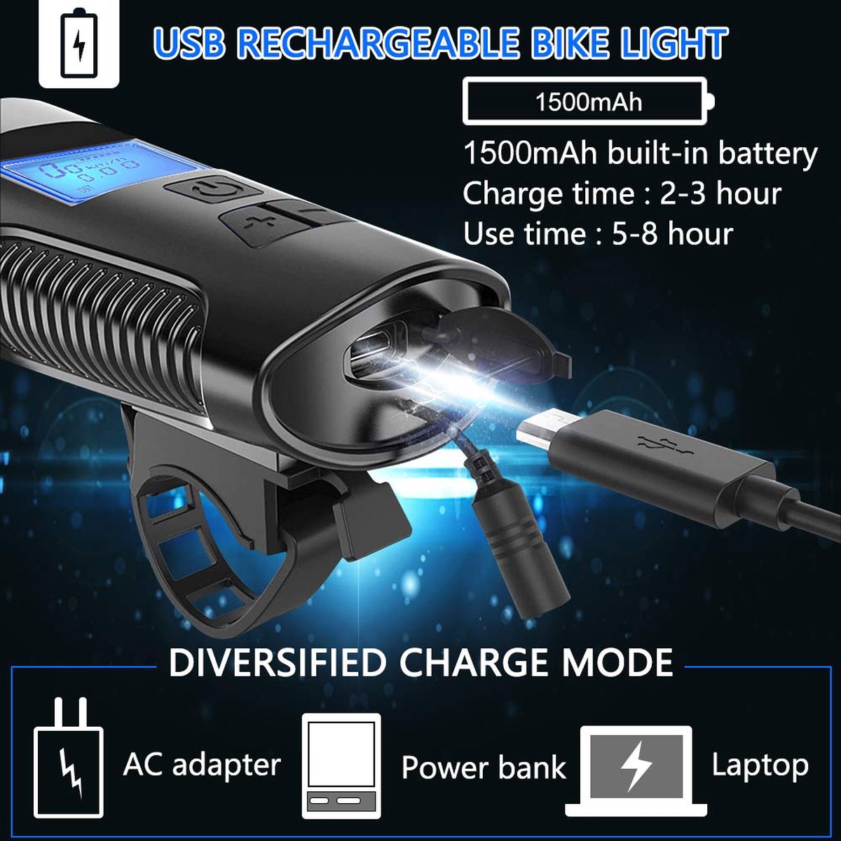Bike Lights for Kids, Cycle Flashlight Lights | Cat Electric Bike Light | Rechargeable Bike Flashlight, Waterproof Electric Bike Light with Horn Fun for Kids, Adults