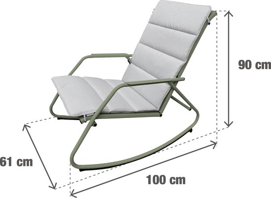 NATERIAL- Chaise à bascule LYCO - Chaise à bascule - Avec kussen - Acier -  Kaki -... | bol.com