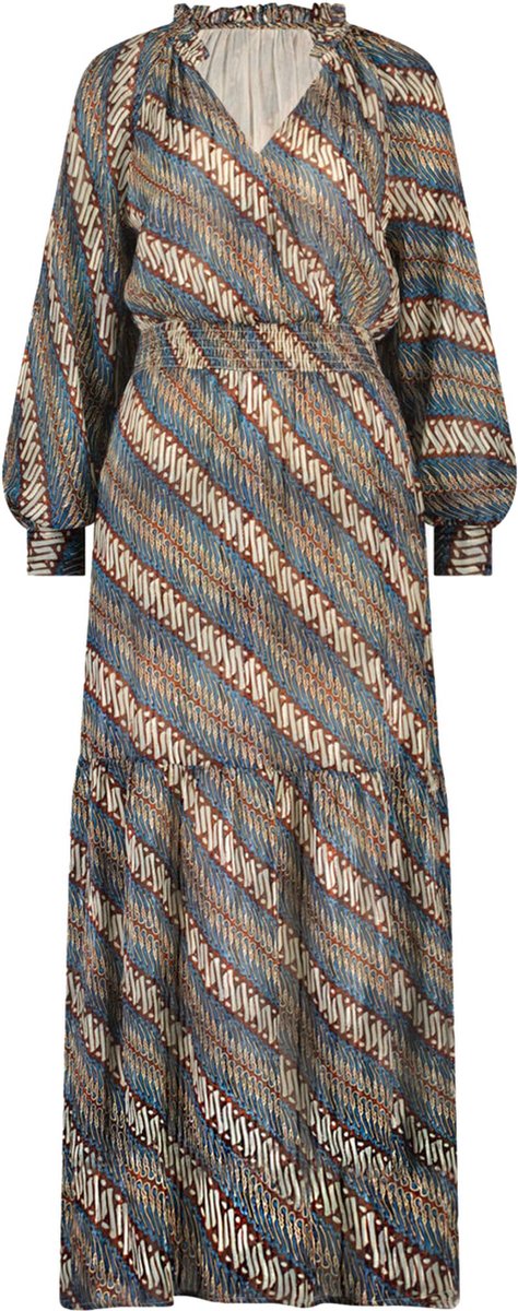 Ibana Dames Jurk / Dames kleding - Donna print lurex - Blauw combi - Maat 42