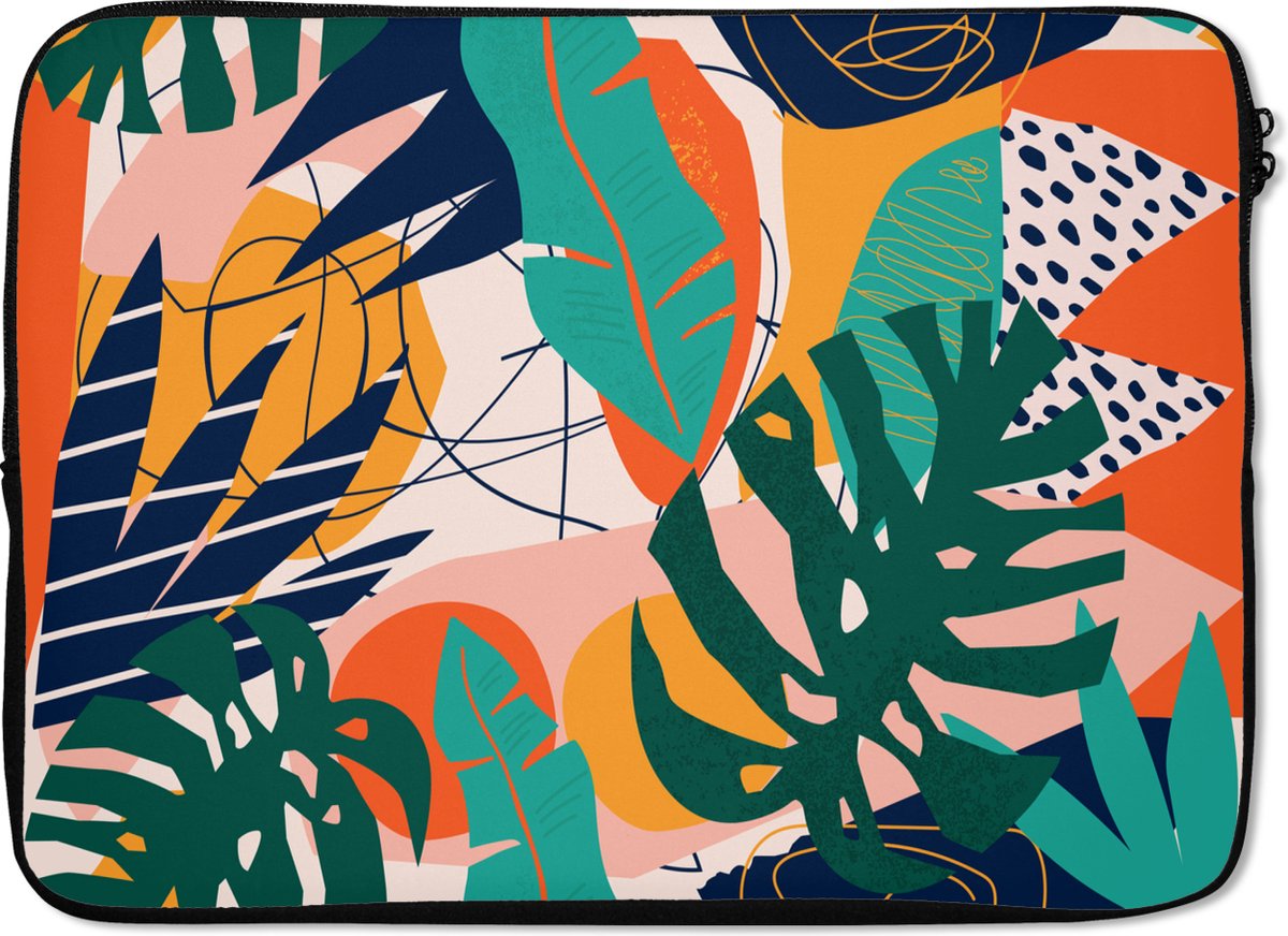 Laptophoes 13 inch - Jungle - Vormen - Kleuren - Jongens - Meisjes - Kinderen - Laptop sleeve - Binnenmaat 32x22,5 cm - Zwarte achterkant
