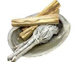 Reinig je huis pakket - Smudge Kit XS - Witte salie - Palo Santo sticks, Abalone schelp - incl. handleiding NL - voor energetische reiniging - original