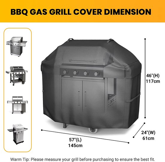 Turtle Life Nieuwe barbecuehoes met milieuvriendelijke waterdichte PU-laag, grillhoes voor 3-4 branders, gasgrill, grillhoes, vervaagt niet binnen 2 jaar, zwart, 136 x 70 x 114 cm