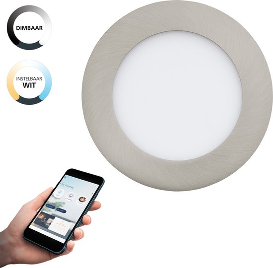 EGLO connect.z Fueva-Z Smart Inbouwlamp - Ø 12 cm - Grijs/Wit - Instelbaar wit licht - Dimbaar - Zigbee