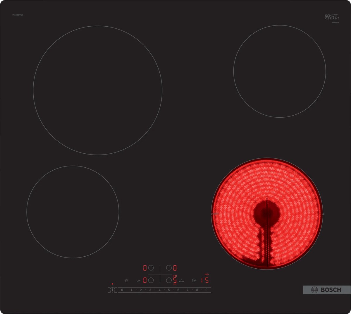 Bosch Serie 6 PKE611FP2E kookplaat Zwart Ingebouwd 60 cm Keramisch 4 zone(s)