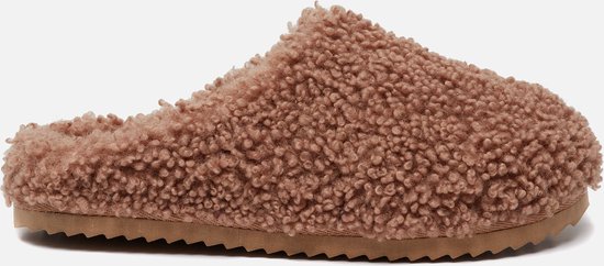 Hunkemöller suèdelook pantoffels Mila met imitatiebont beige