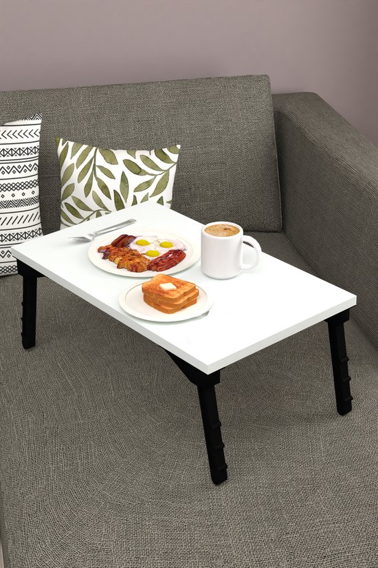 2x laptoptafel, inklapbaar, kantelbaar, verstelbaar, hout, HxBxD 40 x 75 x 35 cm, ontbijt op bed, bedtafel, zwart