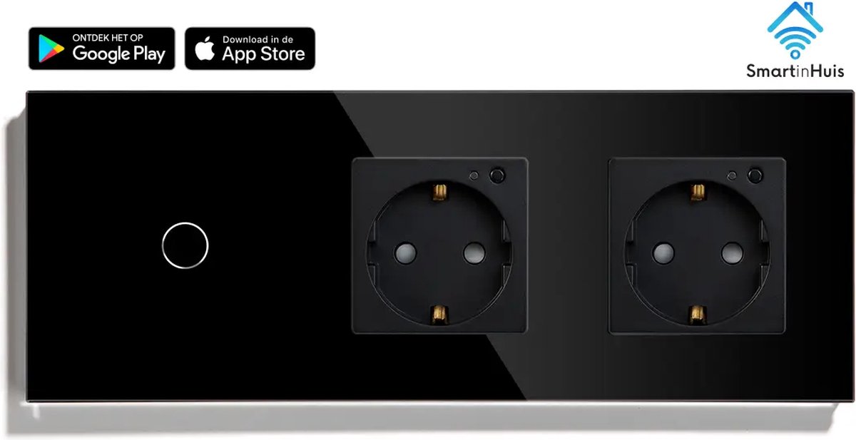 Smart - 1x1 polig met tweevoudig stopcontact - Zwart