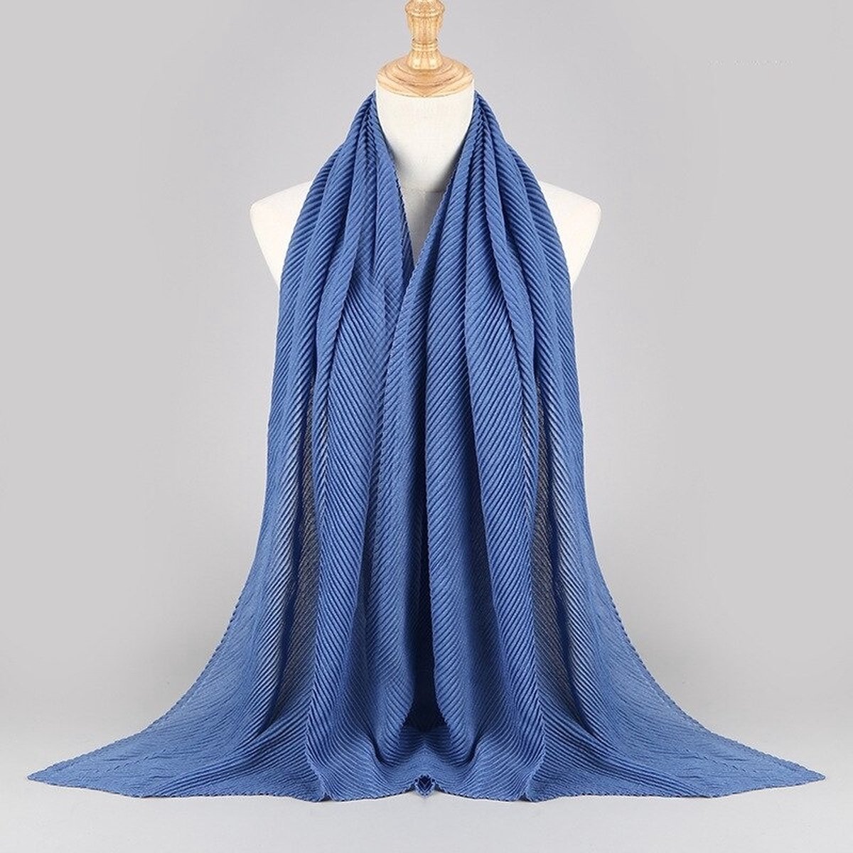 Ribbel Sjaal - Blauw - Dames Sjaal Katoen - 180*90 cm
