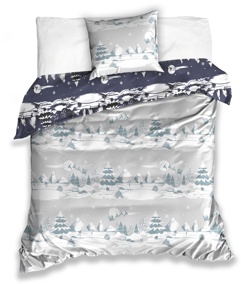 Carbotex Kerst Dekbedovertrek sneeuw - 200 x 220 cm