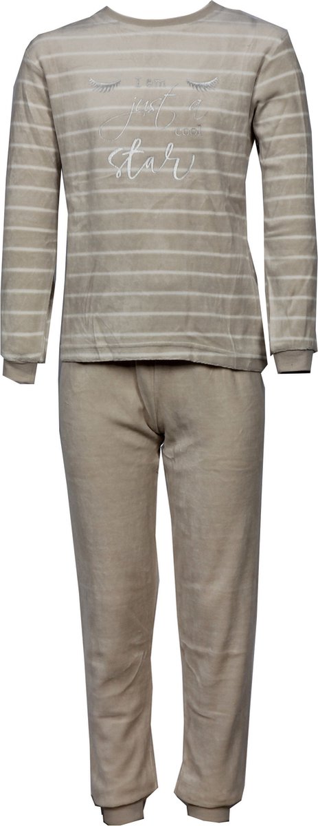Outfitter velours meisjes pyjama - Ballet - 92 T/M 116 - 92 - Taupe