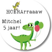 Dino Trakatie Stickers Met Naam En Leeftijd Van De Jarige - Dinosaurussen - 20 stuks - 4 cm