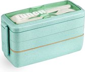 Bento box - lunch box adultes et enfants - Plateaux de préparation de repas 3 compartiments - contenant - Bento lunch box couverts inclus